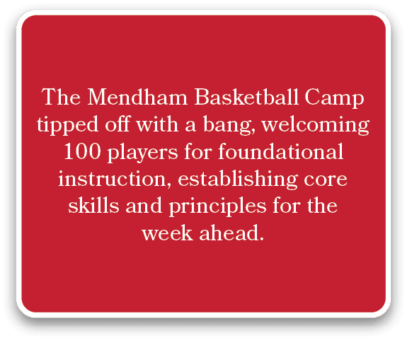 The Mendham Basketball Camp tipped off with a bang, welcoming 100 players for foundational instruction, establishing ...