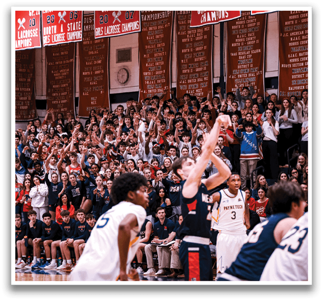 A basketball player shoots a free throw in front of a crowd of fans. AI generated content