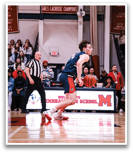 A basketball player is holding a basketball in front of a crowd of people. AI generated content