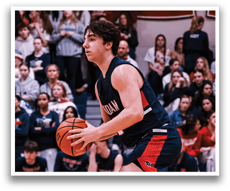 A basketball player is holding a ball and walking on the court. AI generated content