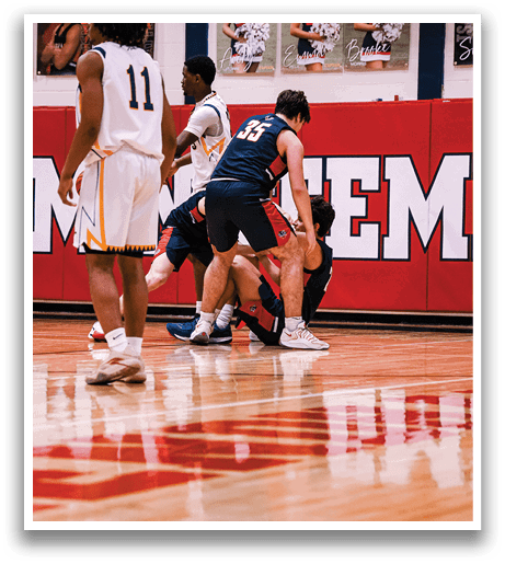 A group of people playing basketball on a court. AI generated content