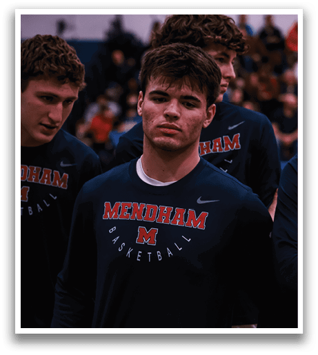A group of men wearing blue shirts with the word “Mendham" on them. AI generated content