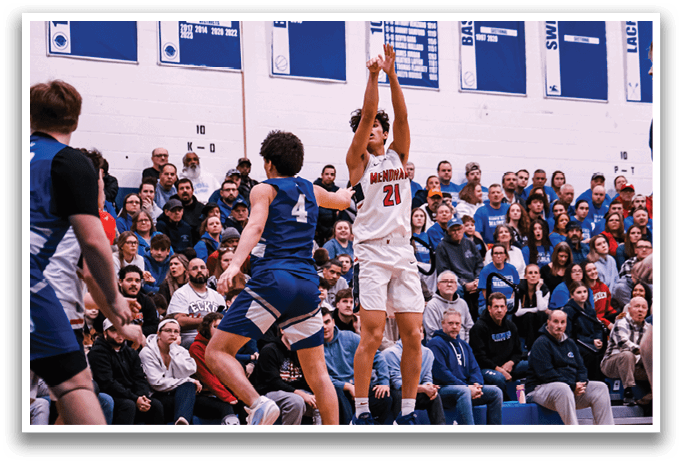 A basketball player is attempting to shoot the ball while a crowd of people watch. AI generated content