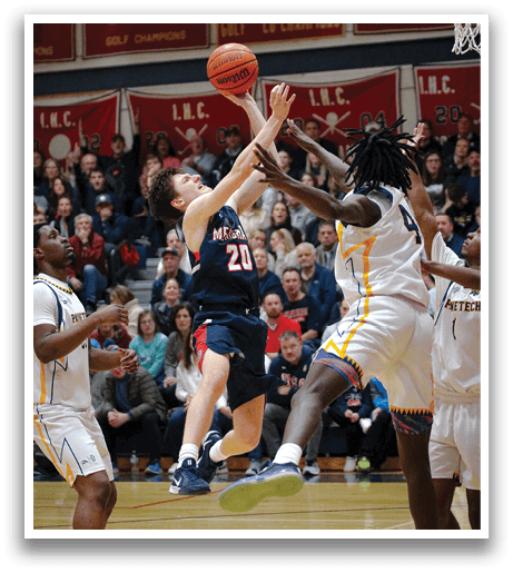 Basketball players are fighting for the ball. AI generated content