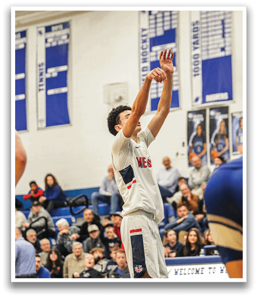 A basketball player is jumping up to shoot the ball. AI generated content