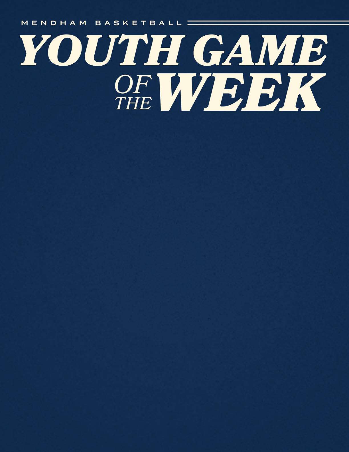 A blue background with white lettering that says Youth Game of the Week. AI generated content