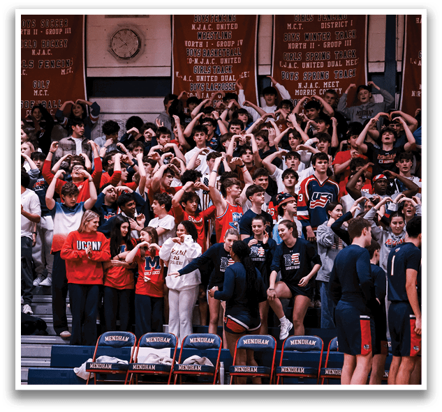 A group of people are standing in the bleachers, some of them are holding up their hearts. AI generated content