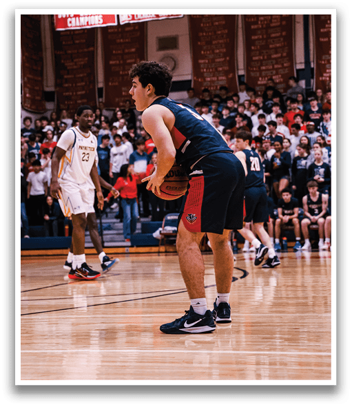 A basketball player is holding a ball on the court. AI generated content