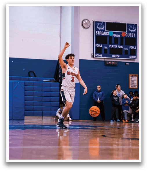A basketball player is holding up his hand, signaling to his teammates. AI generated content
