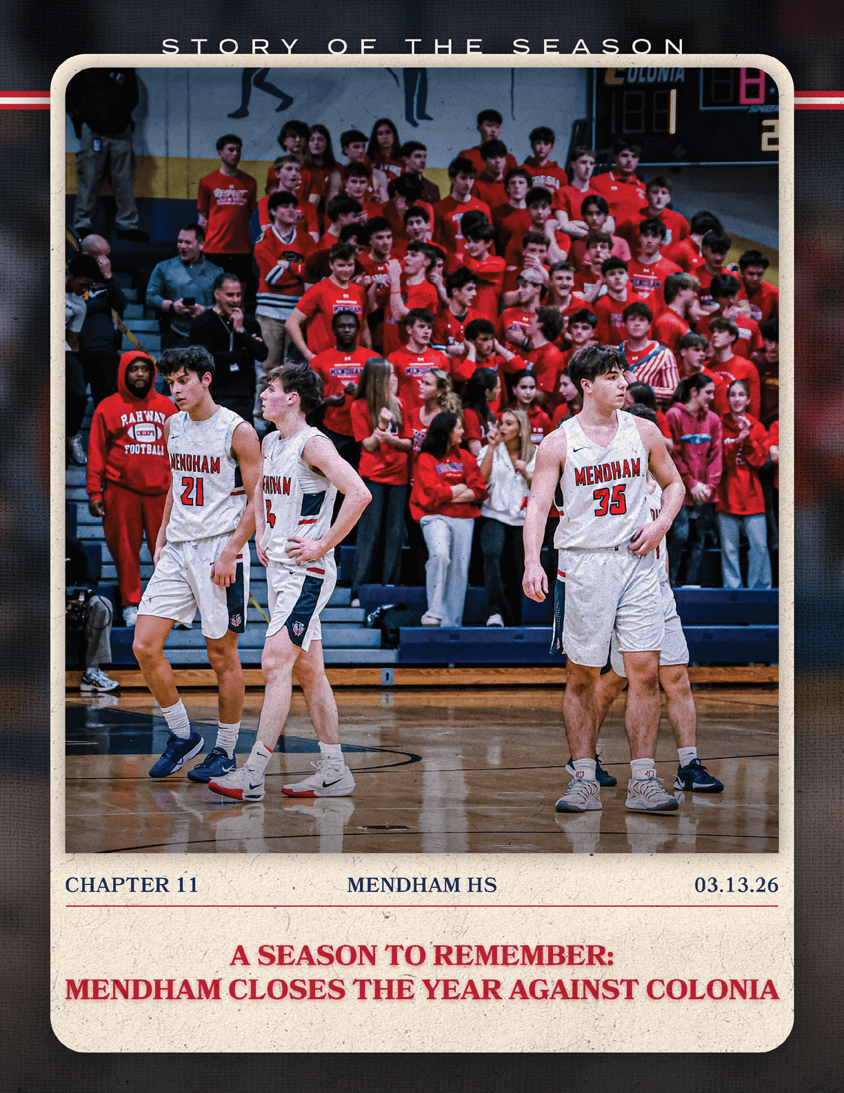 A group of people wearing red shirts are watching a basketball game. AI generated content