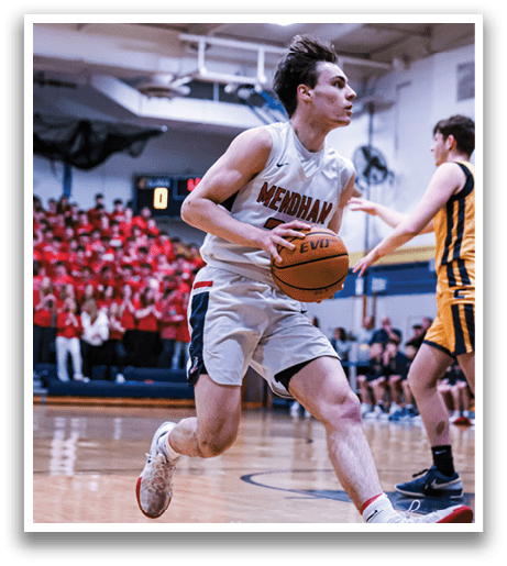 A basketball player in a white uniform is running with a basketball in his hands. AI generated content