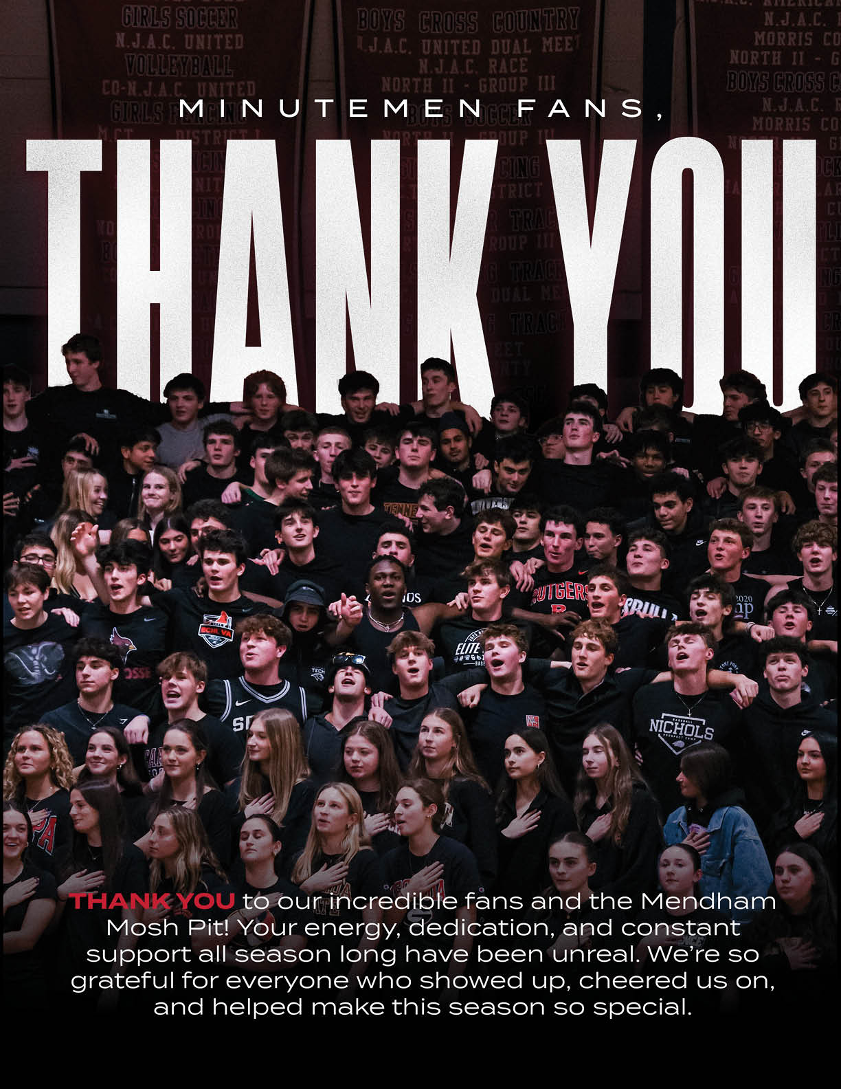 A crowd of people in a stadium, some wearing black, are shown in a poster. AI generated content