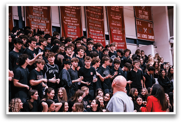 A large crowd of people are gathered in a stadium, wearing black shirts and cheering. AI generated content