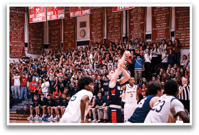 A basketball player shoots a free throw in front of a crowd of fans. AI generated content