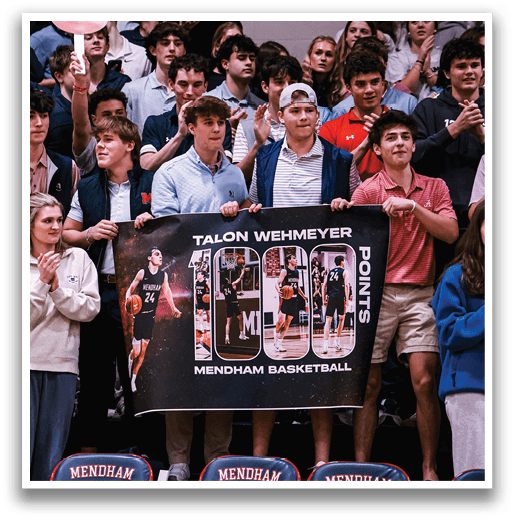 A group of people are holding up a sign that says “Talon Wemeyer" in front of a crowd. AI generated content
