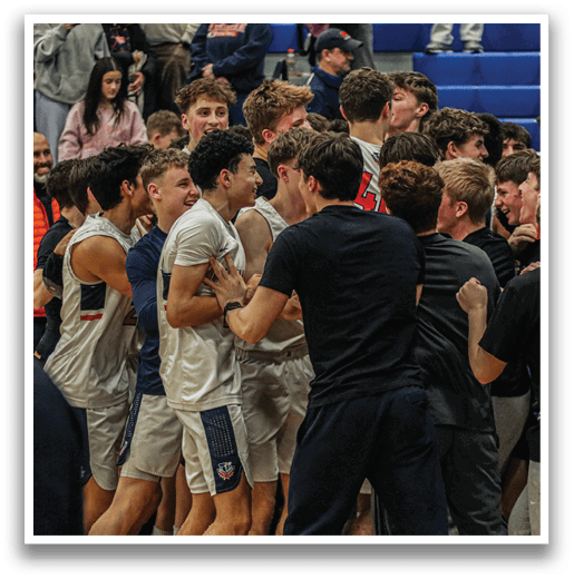 A group of people hugging each other on a basketball court. AI generated content
