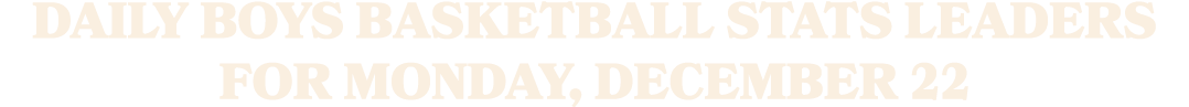 Daily boys basketball stats leaders for Monday, December 22