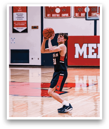 A boy in a basketball uniform is holding a basketball in his hands. AI generated content
