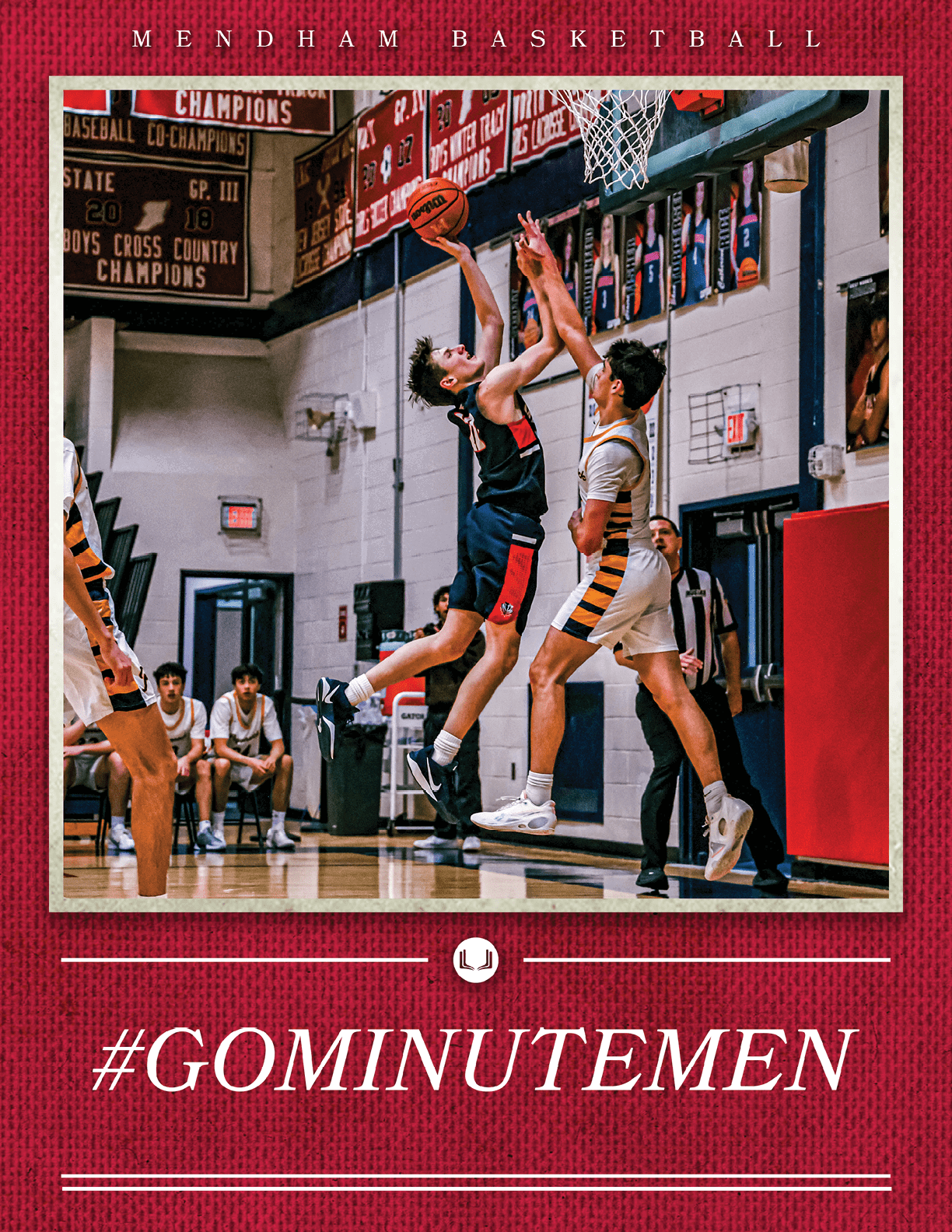 Two basketball players jumping for a rebound. AI generated content