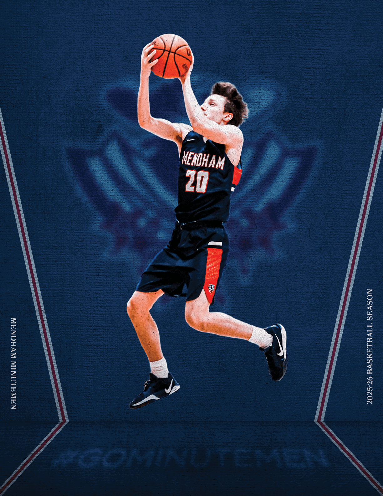 A basketball player wearing a black jersey with the number 20 on it is jumping to catch a basketball. AI generated content