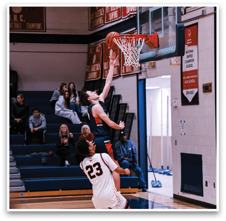 A man is jumping in the air to dunk a basketball. AI generated content