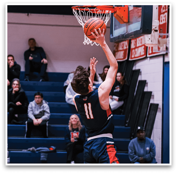 A basketball player is jumping up to hit the ball in a game. AI generated content