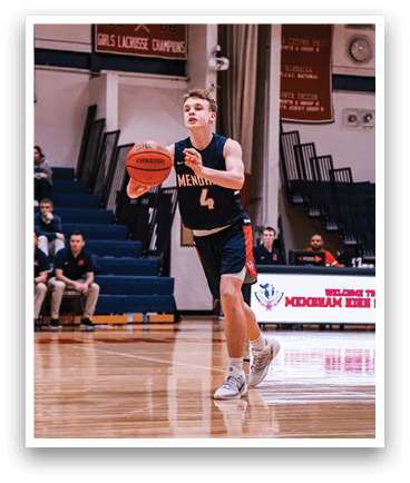 A basketball player wearing a number 4 jersey is holding a basketball on a court. AI generated content