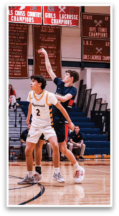 A group of people playing basketball in a gym. AI generated content