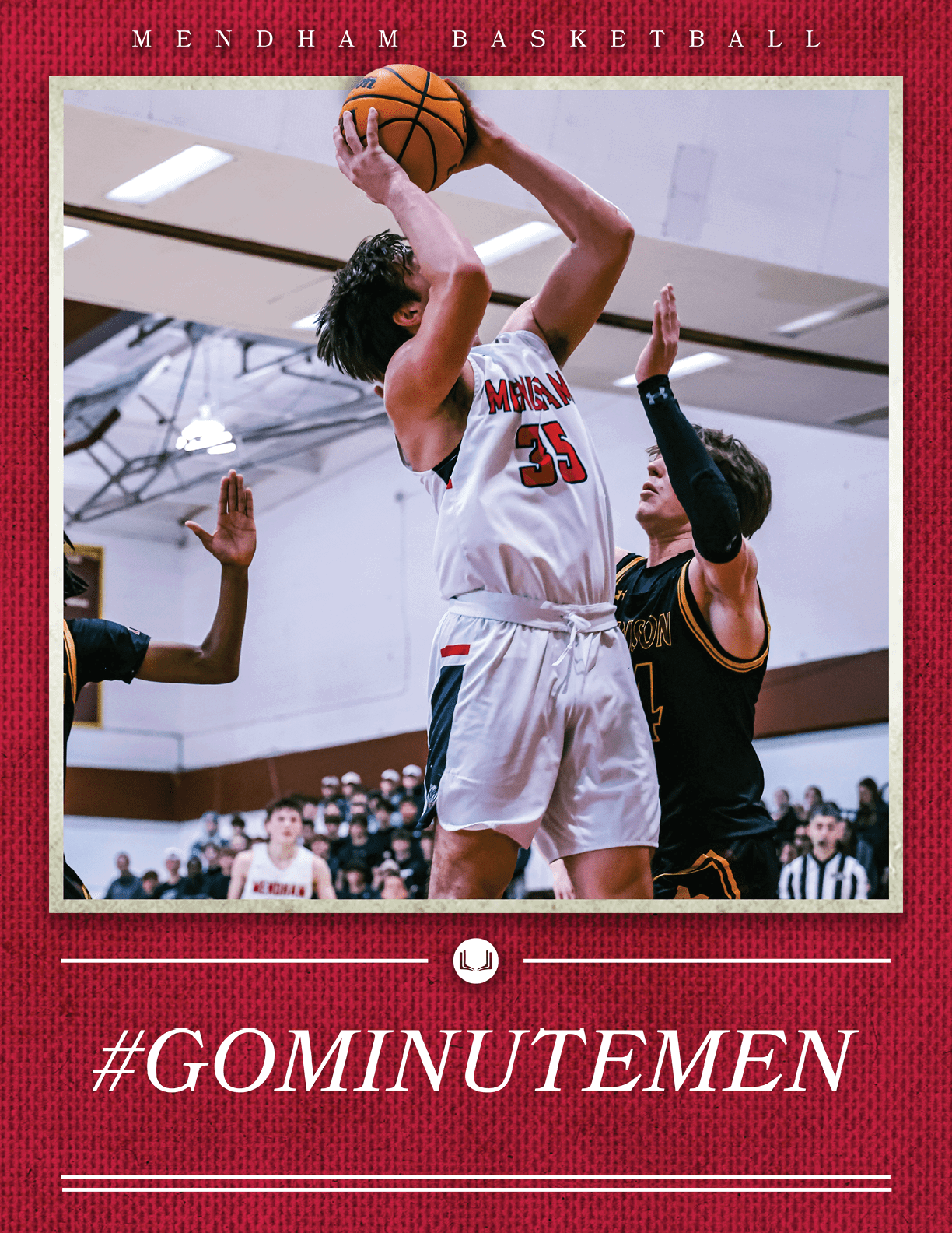 Basketball players on the court, one player is trying to block the shot of another player. AI generated content