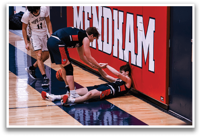 A group of people are gathered around a person who is lying on the ground. AI generated content