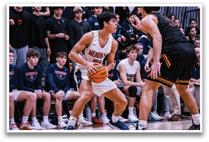 A basketball player is holding a ball while standing in front of a crowd of people. AI generated content