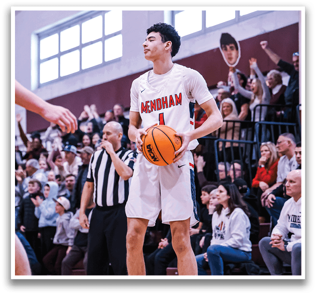 A basketball player holding a basketball on the court. AI generated content