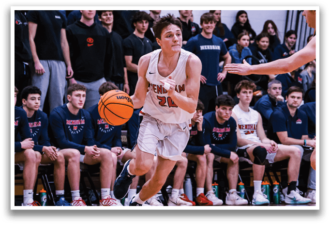 A basketball player is running with a ball in his hand, while a crowd of people watches from the stands. AI generated content
