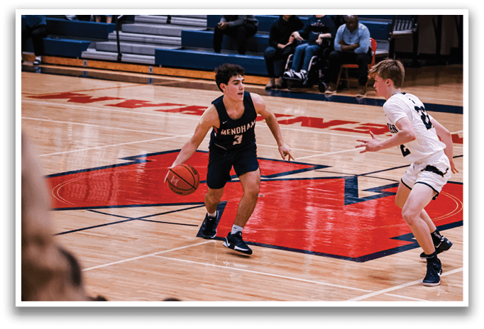 Two basketball players on a court, one with a basketball, the other with a soccer ball. AI generated content