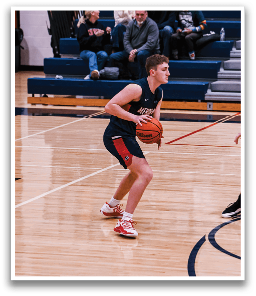 A basketball game is taking place with a player holding a basketball. The game is being watched by a crowd of people. AI generated content