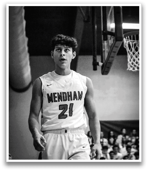 A basketball player wearing a jersey with the number 21 stands on a basketball court. AI generated content