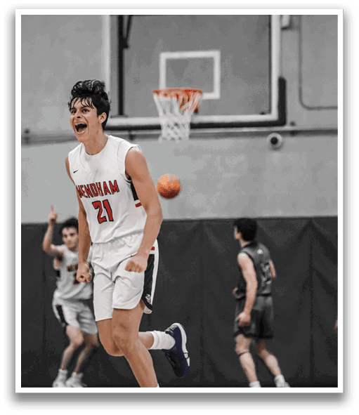 A basketball player is running on the court with his mouth open, while another player is holding a basketball. AI generated content