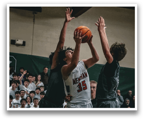 Two basketball players are fighting for the ball in a game. AI generated content