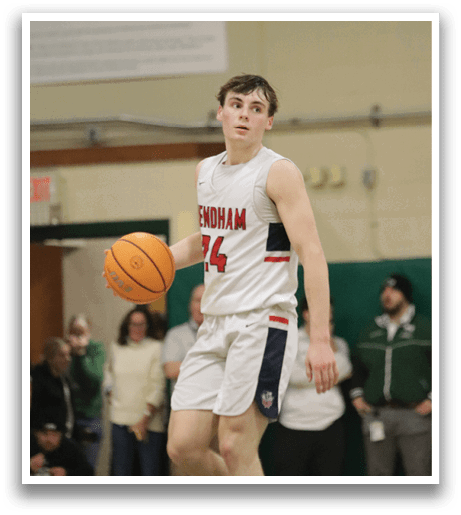 A basketball player wearing a white jersey with the number 14 on it is holding a basketball. AI generated content