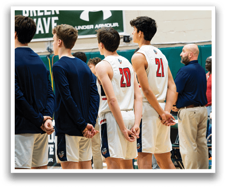 A group of young men wearing uniforms and holding their hands together. AI generated content