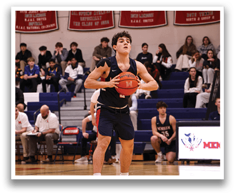 A basketball player holding a basketball on a court with a crowd of people watching. AI generated content