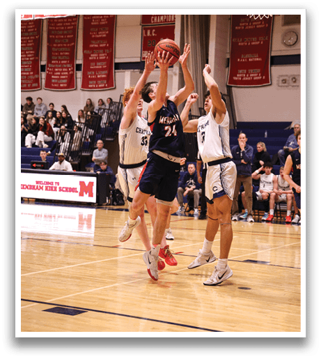 Two basketball players are fighting for the ball in a game. AI generated content
