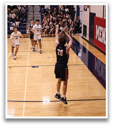A basketball player is jumping up to shoot the ball. AI generated content