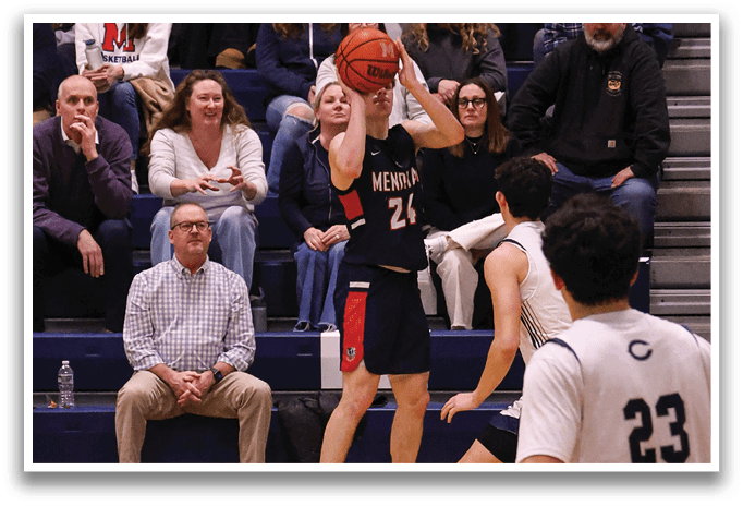A basketball game is taking place with a player in the middle of the court holding a basketball. The game is being watched by a crowd of people. AI generated content