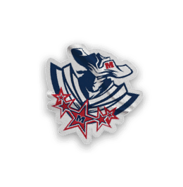 A collection of six different logo stickers, including one with a red and blue color scheme. AI generated content