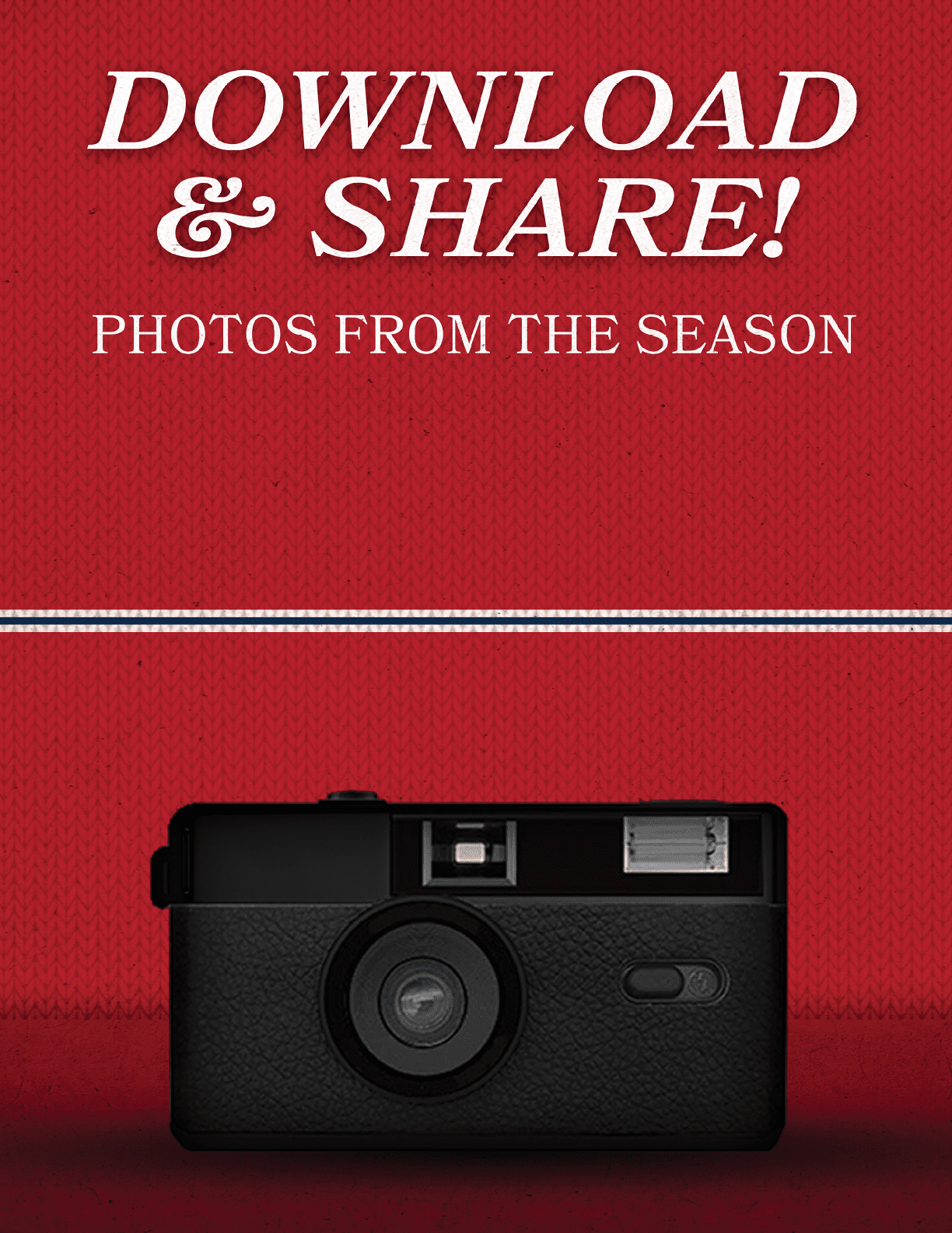 A black camera is displayed on a red background. AI generated content