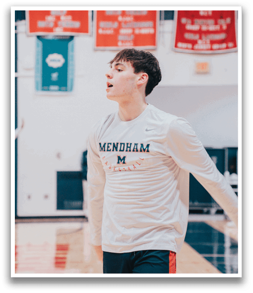 A basketball player wearing a white shirt and shorts is standing on a basketball court. AI generated content
