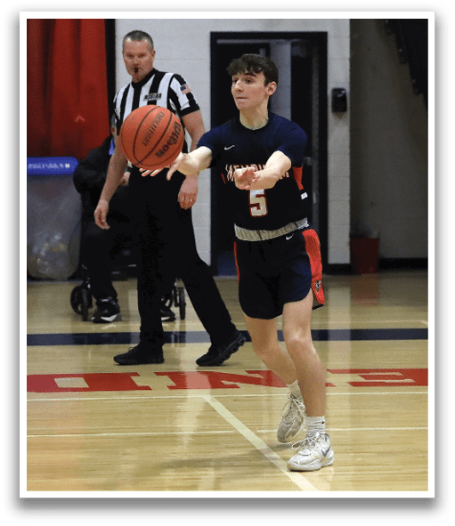 A boy in a basketball uniform is holding a basketball. AI generated content