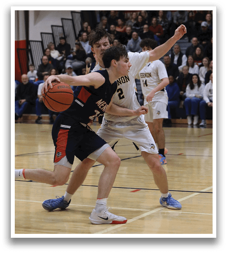 Two basketball players are fighting for the ball, with one player holding the ball and the other trying to take it from him. The players are wearing uniforms and are surrounded by a crowd of people watching the game. AI generated content