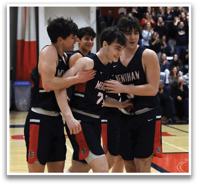 A group of basketball players celebrating a win. AI generated content